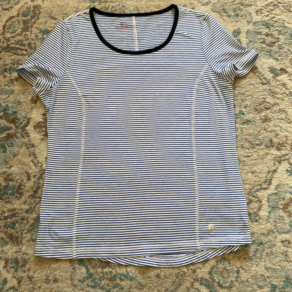 Women’s T by Talbots Striped Short Sleeve Top - Blue & White